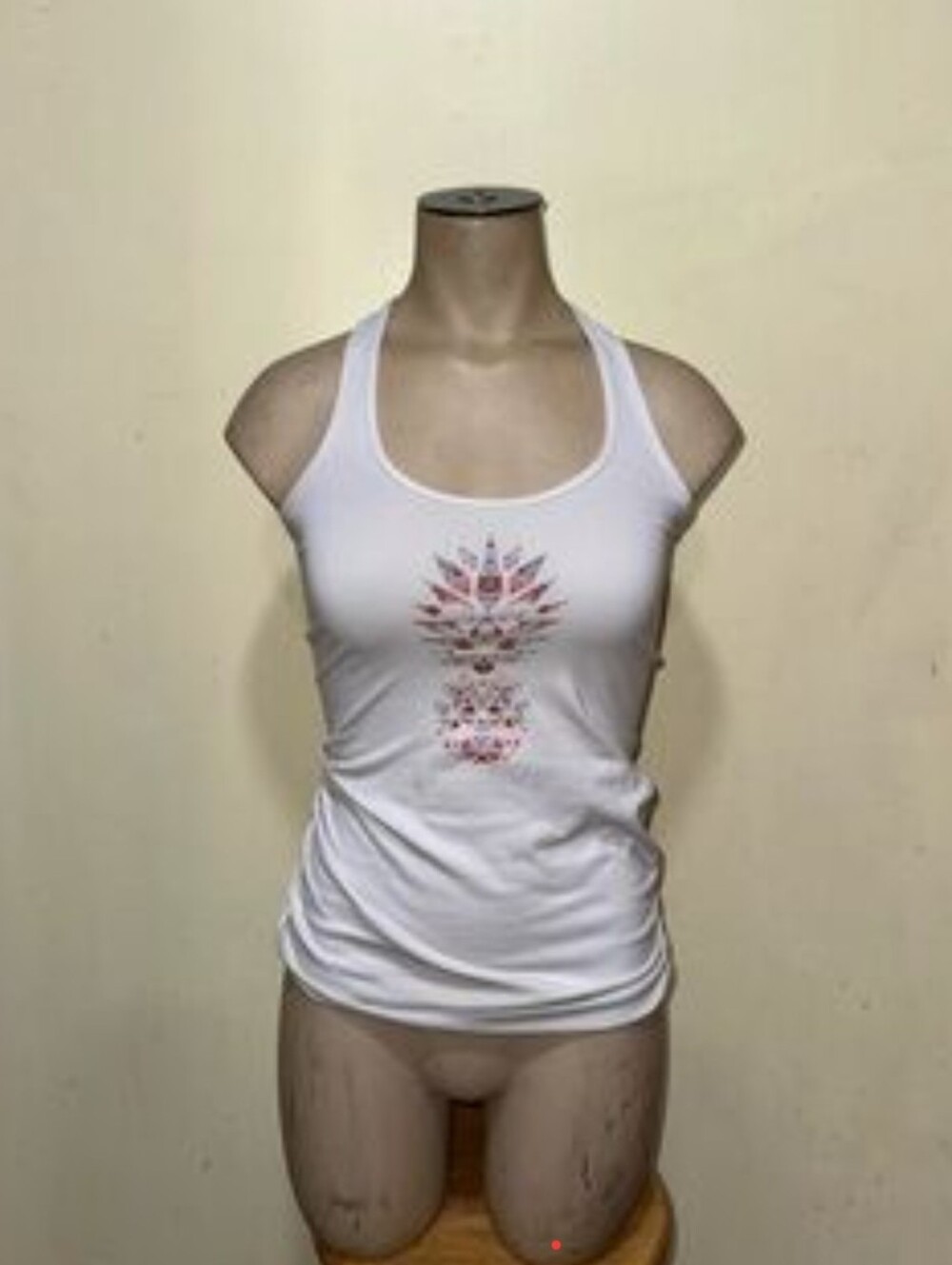 Lululemon White Racerback Tank Top with Pinapple Design